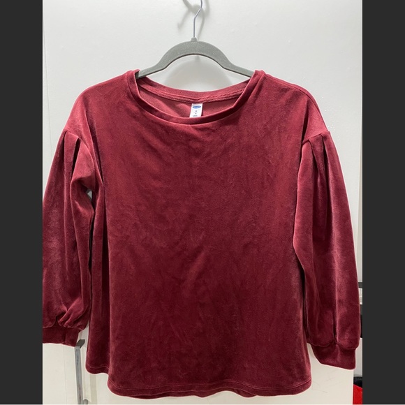 Drop shoulder balloon sleeve velvet top - Picture 1 of 3